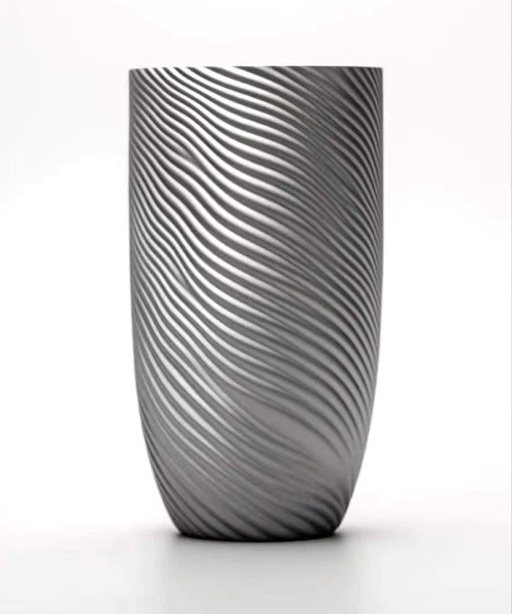 Double Wall Pure Titanium Tumbler with 3D Wave Texture, Vacuum Insulated Lightweight Titanium Coffee Beer Cup for Home Bar Outdoor Camping